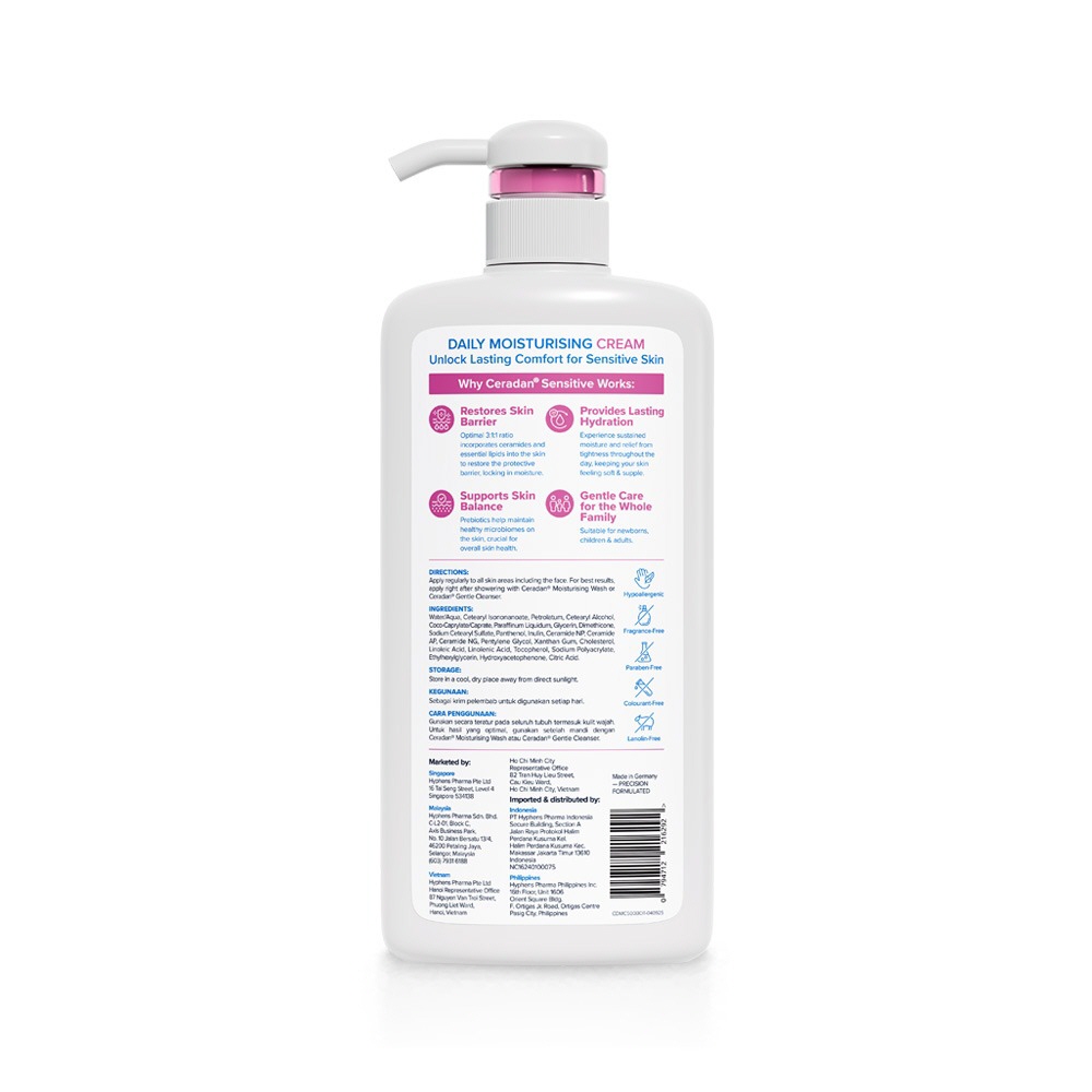 Ceradan Sensitive Daily Moisturising Cream 500g | National Skin Centre